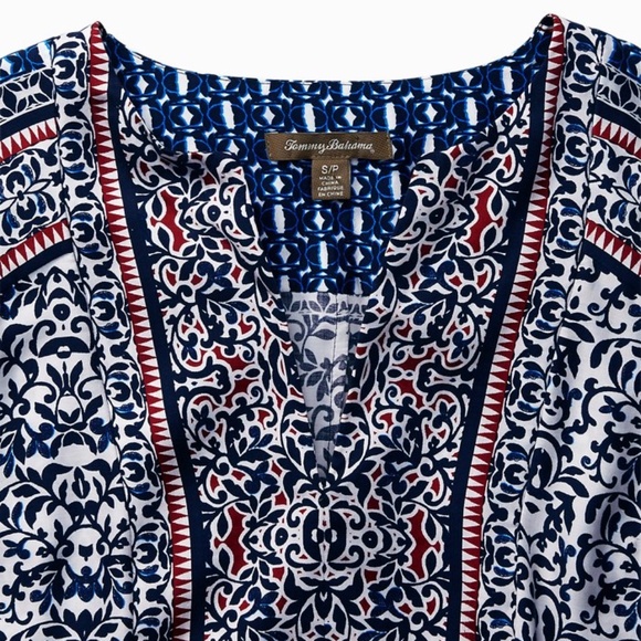 Tommy Bahama Women's Kamari Damask Tunic Ocean Deep Short Dress EUC - Picture 3 of 7
